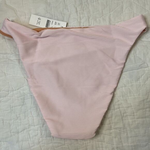NWT J.Crew Ribbed high-rise cheeky bikini bottom in Pink size Small - Picture 3 of 5